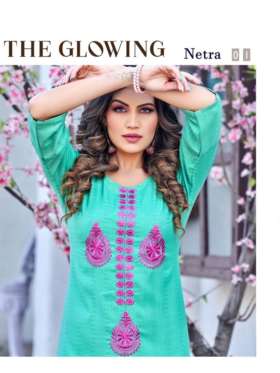 Rung Netra 01-08 Wholesale Embroidery Kurtis Catalog